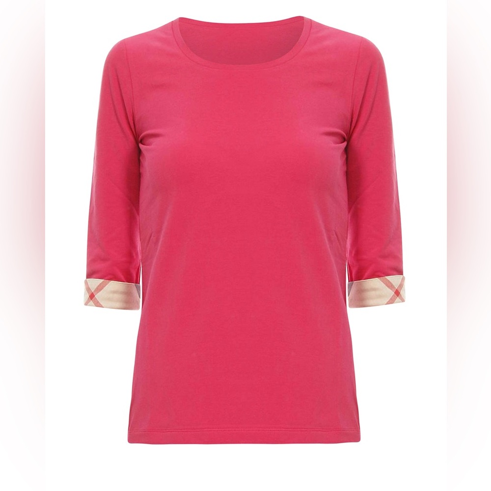 Burberry Crewneck Three Quarter Cuff Sleeve Tee